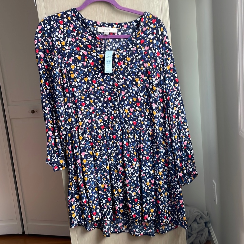 NWT LOFT dress size XXSP heart design